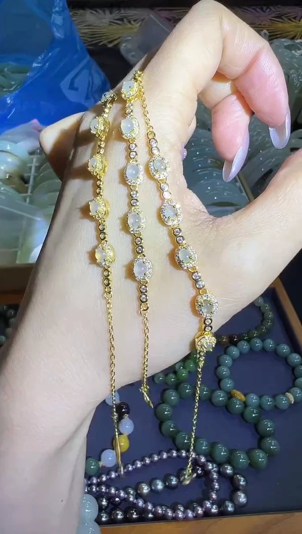 【闪购商品】翡翠手链银S925镶嵌v0255