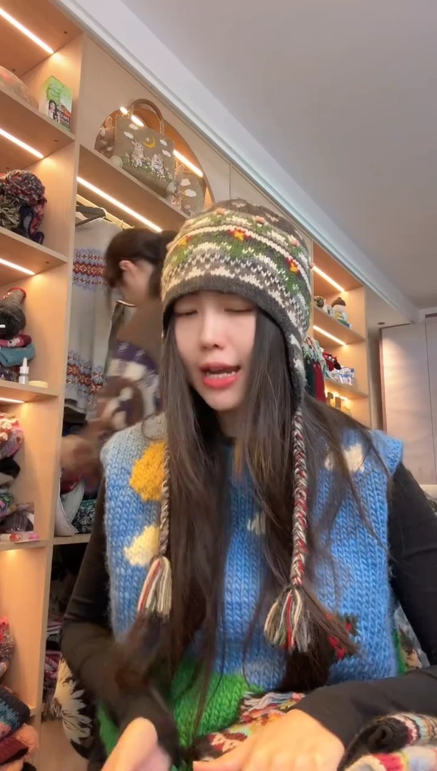 羊毛美利奴灰色 仙人掌护耳帽