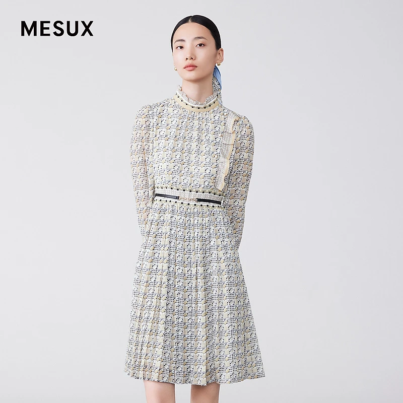 【丽公主专享】MESUX米岫百褶印花连衣裙MKSUO604直播