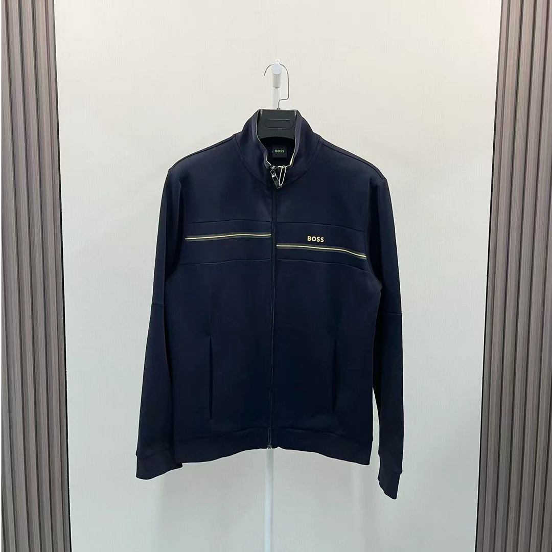 99新 HugoBoss/雨果博斯 /藏蓝色胸口logo拉链外套夹克/尺码M