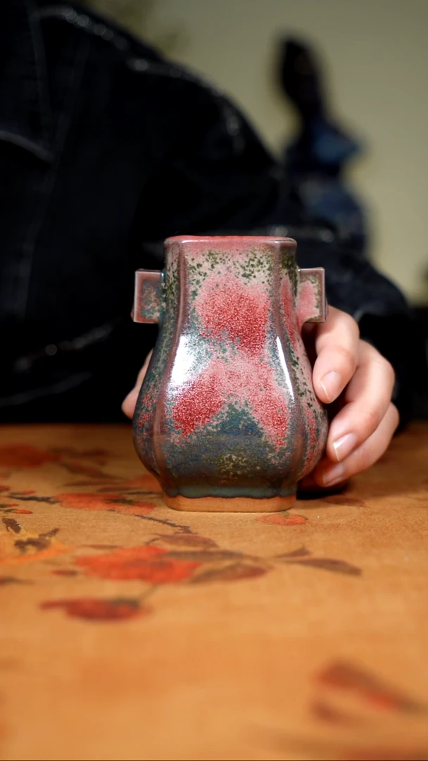 原矿石钧瓷茶器摆件