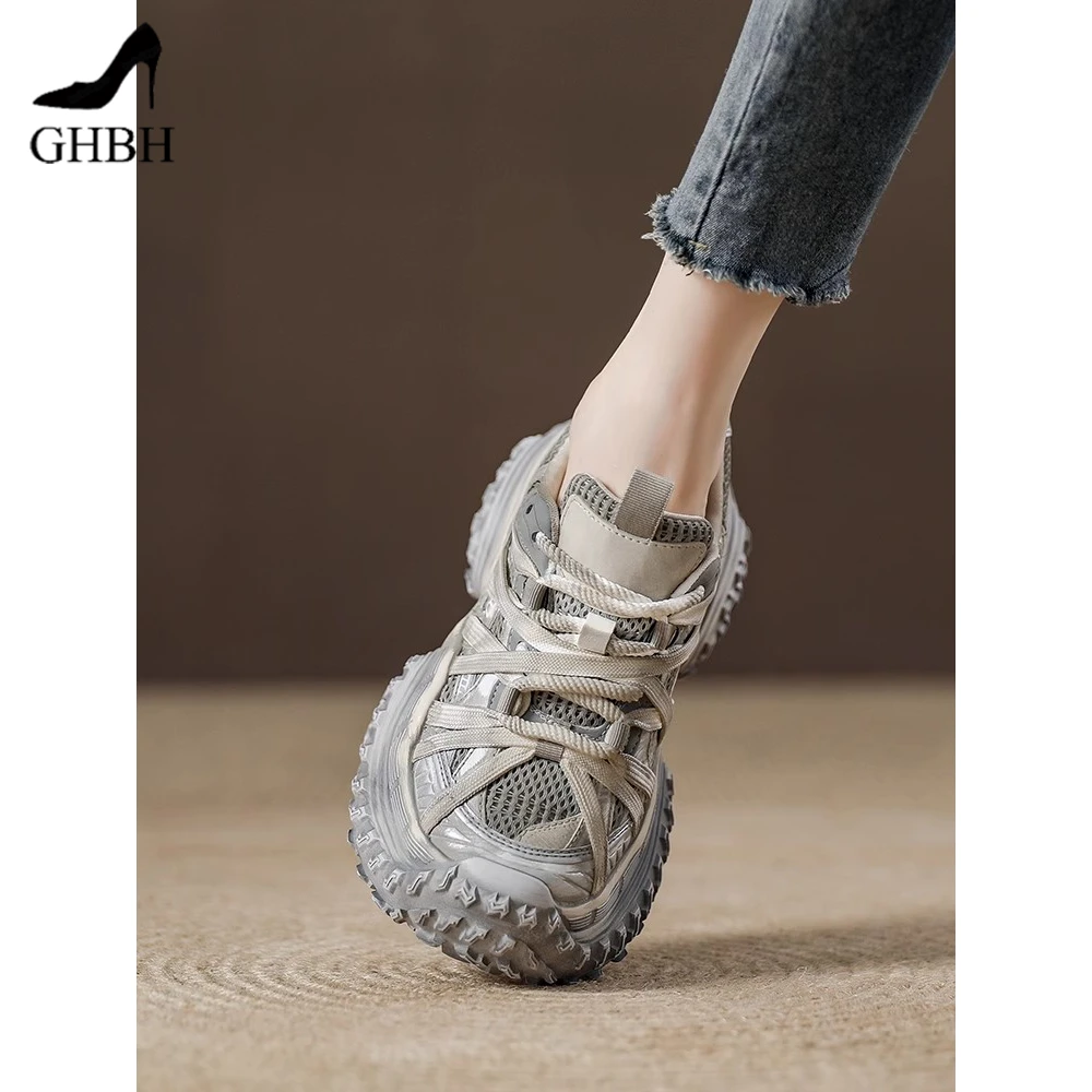 【GHBH明星款】轻奢复古！时尚做旧轮胎底老爹鞋女 脏脏松糕鞋休闲鞋