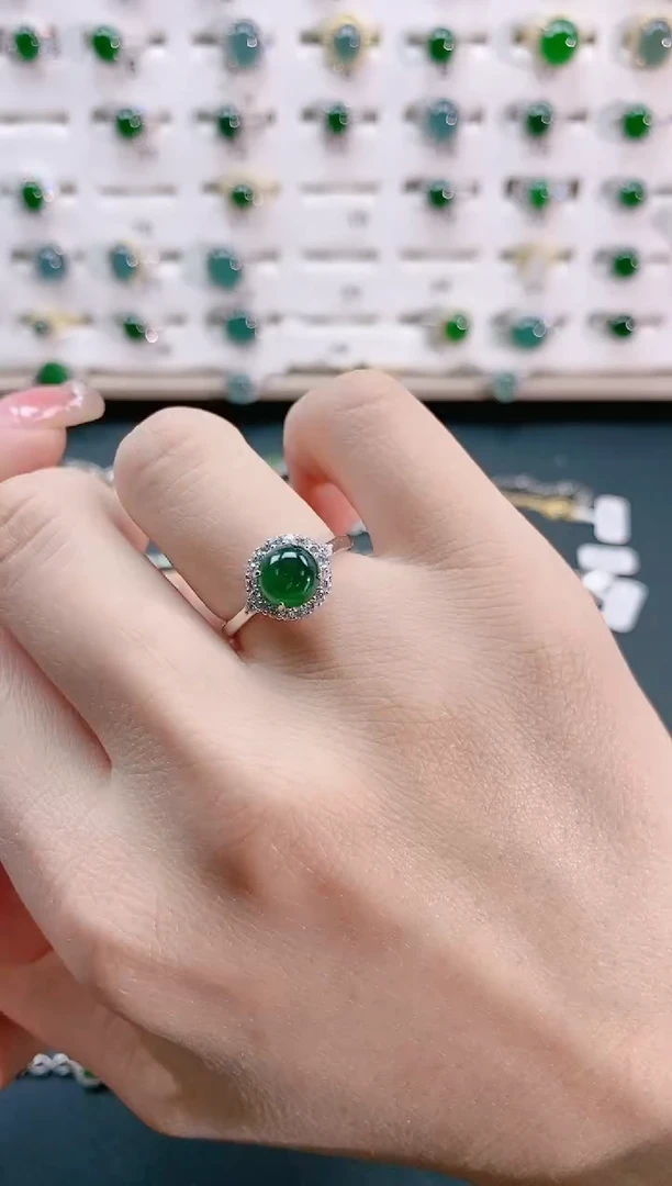 【闪购商品】翡翠戒指银S925镶嵌天然翡翠