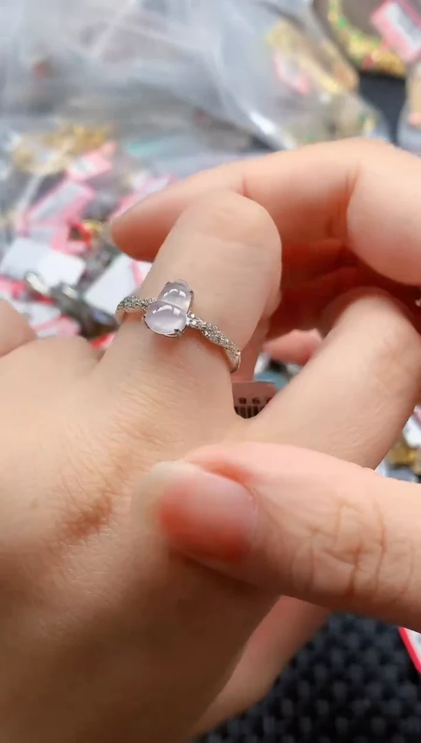 银S925镶嵌戒指翡翠天然A货缅甸翡翠