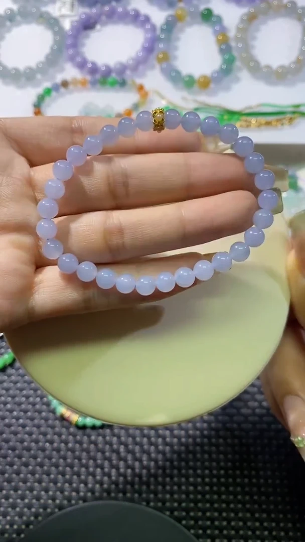 散珠翡翠卡6冰粉紫手串