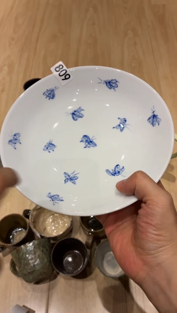瓷片静***静809手绘蝴蝶菜盘1个