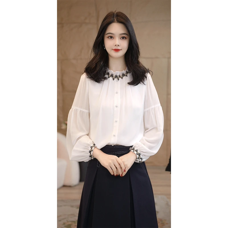 【小陈甄选】曼贝衬衫女士高级显瘦8593148白色气质衬衣