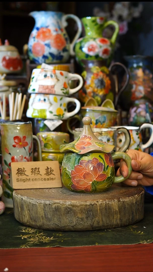 陶瓷81景德镇手工手绘釉下彩微瑕