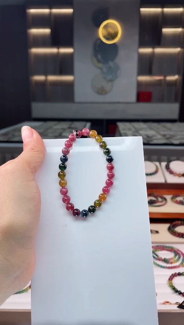 未镶嵌老矿碧玺单圈手串7mm+碧玺（多样性发一条）Q