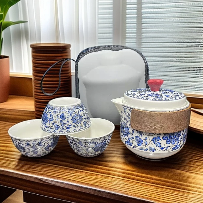 高端茶具青花缠枝莲旅行套@226lm