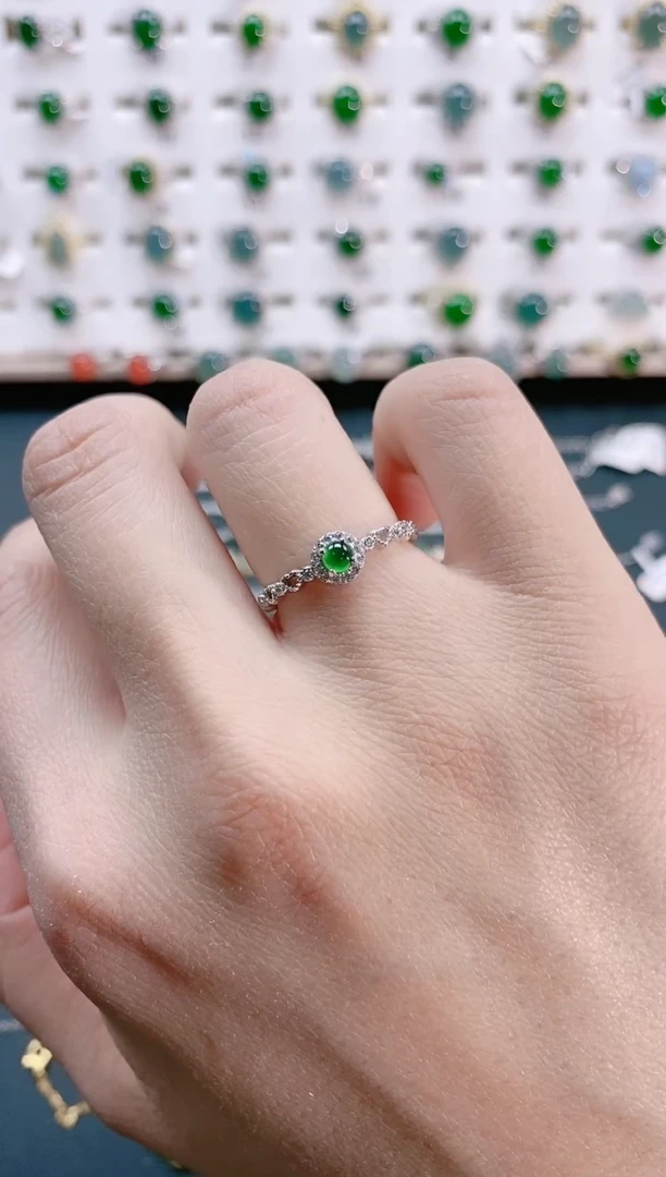 【闪购商品】翡翠戒指银S925镶嵌天然翡翠