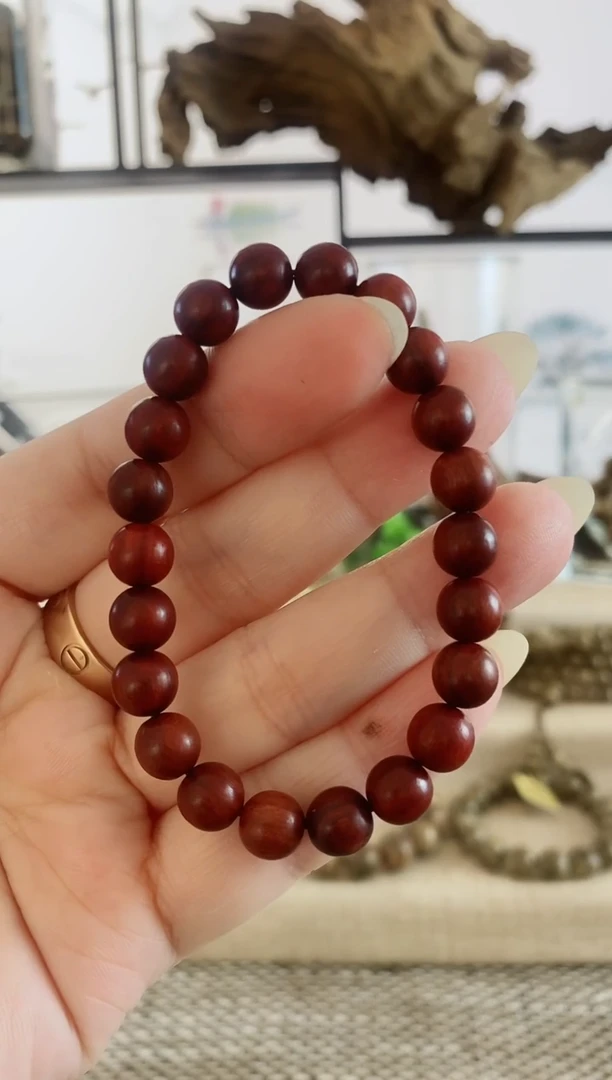 铁木豆（红檀）无事牌巴西猫眼红檀百年老料8MM单圈