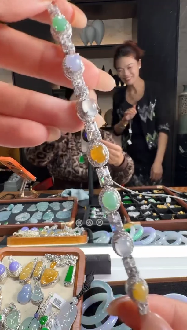 银S925镶嵌手链翡翠77