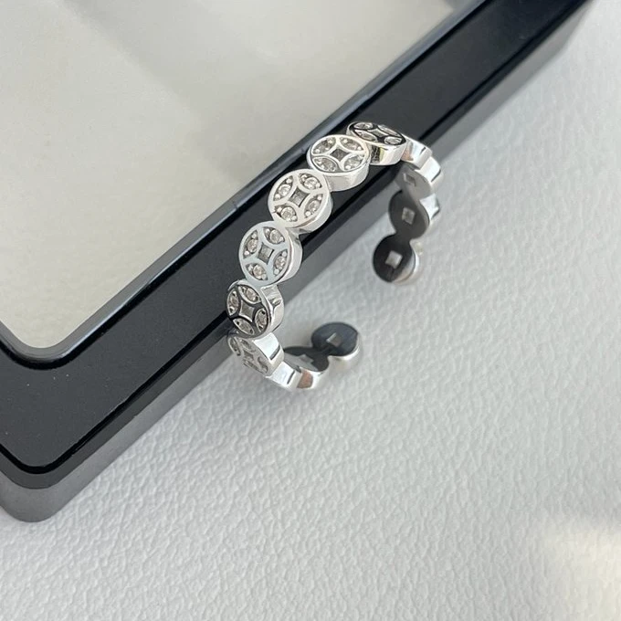 925银戒指  2025年新款钱串子厚版时尚小众设计拼接铜钱戒指