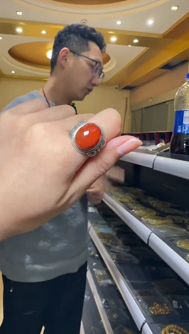 【闪购商品】南红玛瑙戒指银S925镶嵌南红戒指