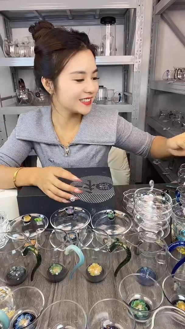 手工艺品玻璃禾器晶彩金鱼茶漏