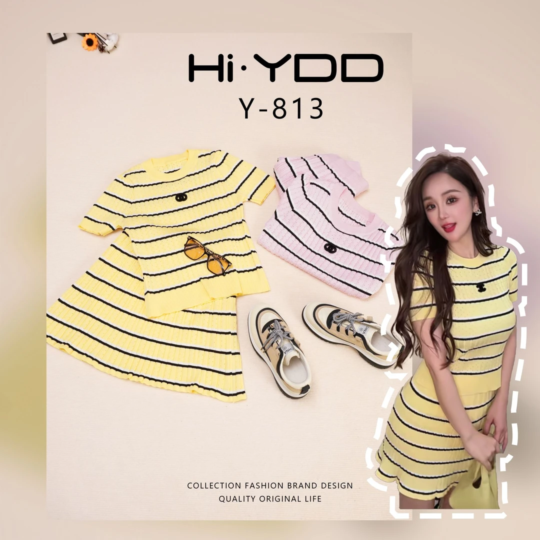 YDD•「Y-813」超绝淑女风条纹修身裙套装D-156