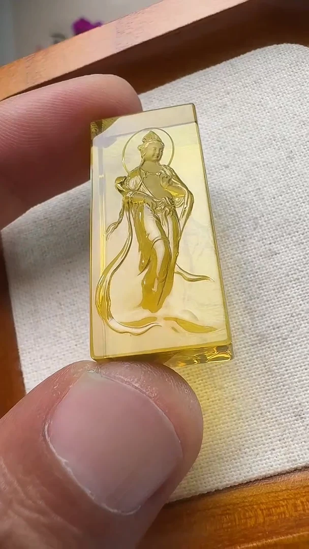 未镶嵌吊坠(不含链)琥珀站观音方牌吊坠
