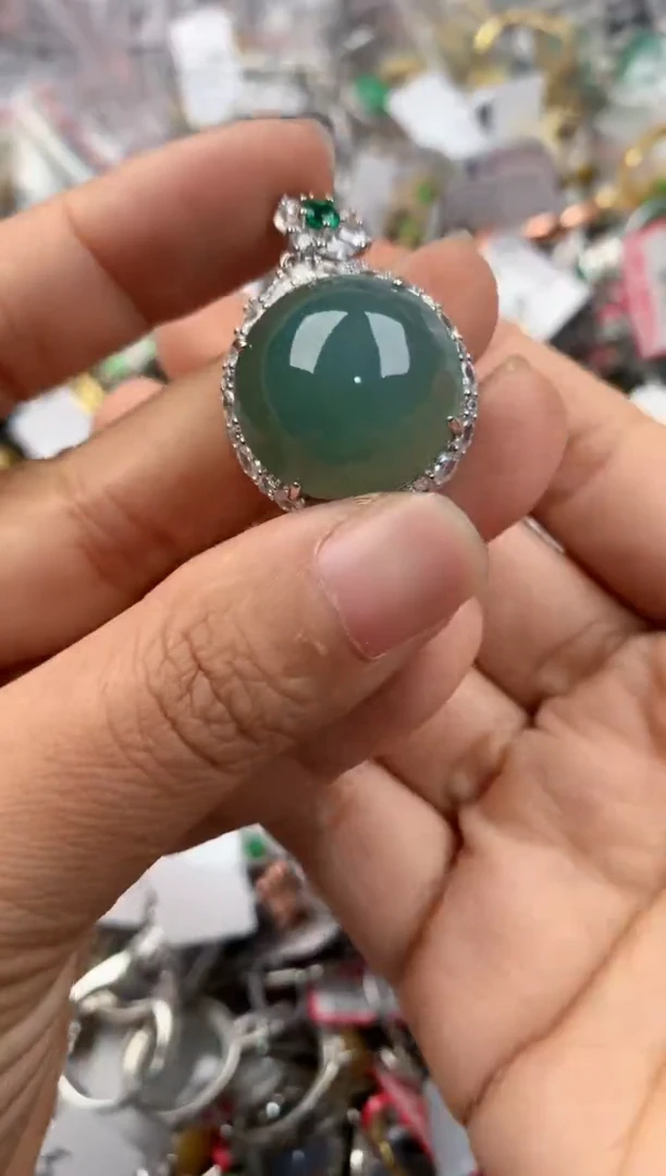 银S925镶嵌戒指翡翠1111----8