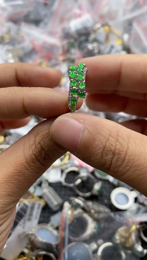 银S925镶嵌戒指翡翠10                 4