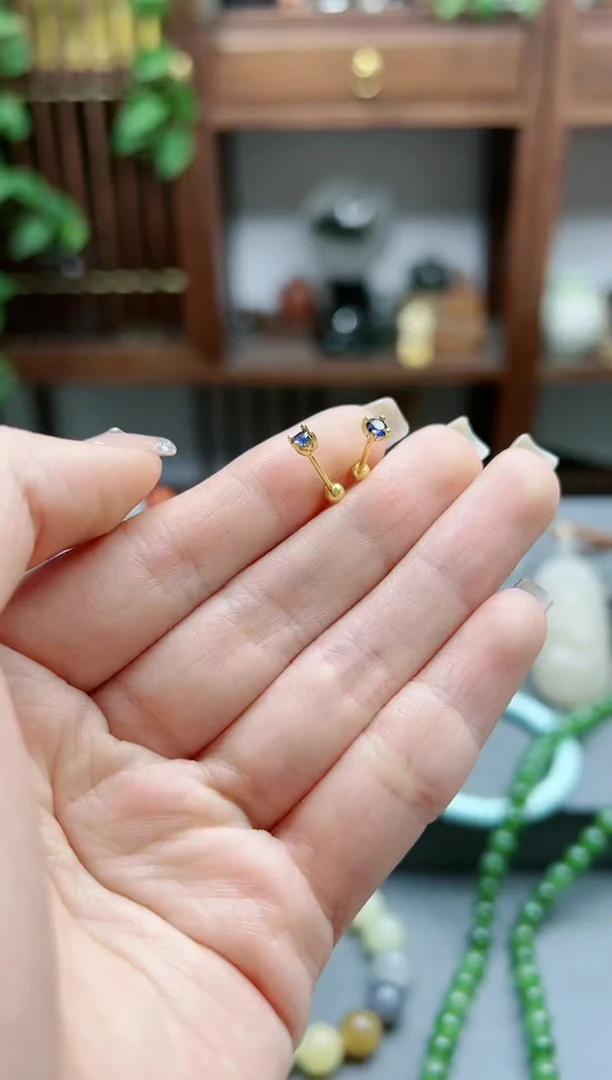 【闪购商品】蓝宝石耳钉银S925镶嵌蓝宝石耳钉*1 CBGF