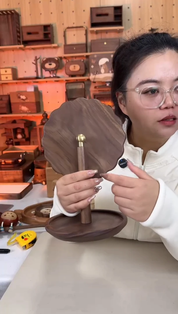 木北美黑胡桃花瓣镜子
