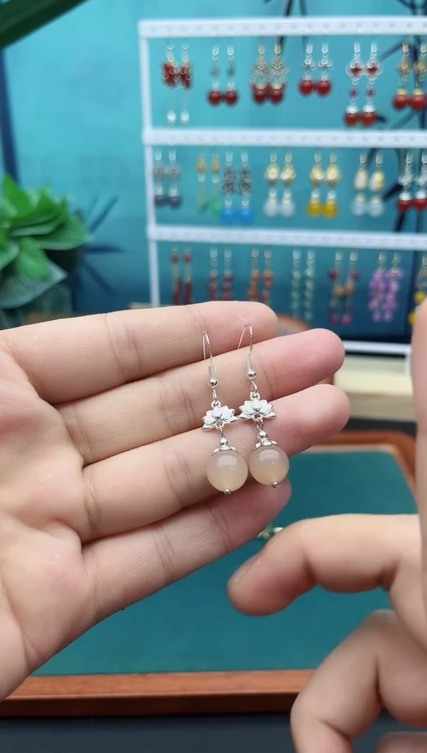 玛瑙/玉髓耳饰银S925镶嵌324000