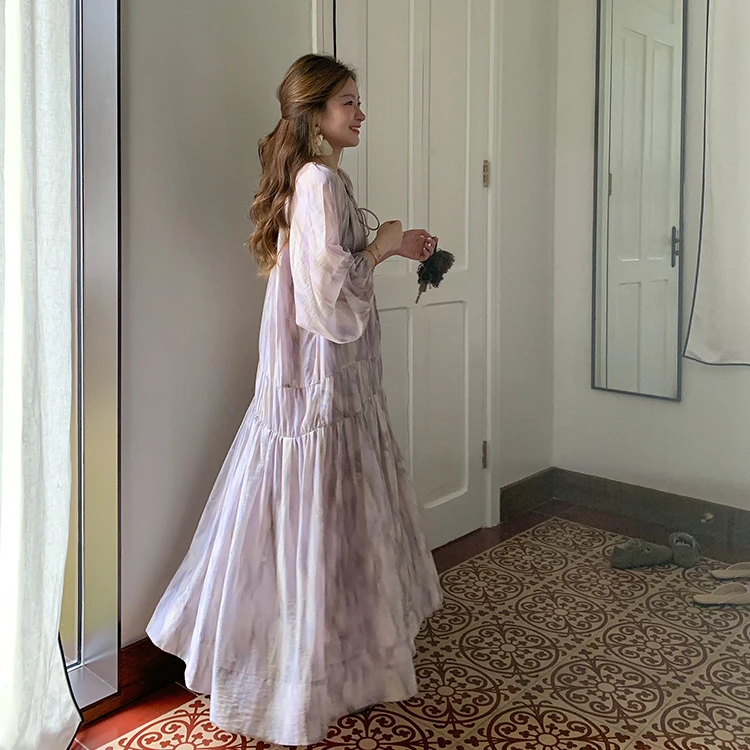 崔与熙|CUIXI【花之梦境】裙子显瘦气质长袖时尚复古法式收腰