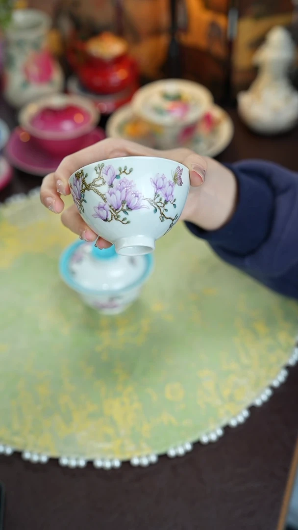 溢珍堂景德镇手工手绘珐琅彩杯