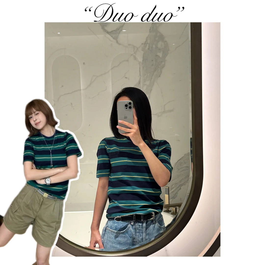 美式校园 - 韩国单休闲百搭美式复古风条纹短袖女显瘦夏季T恤