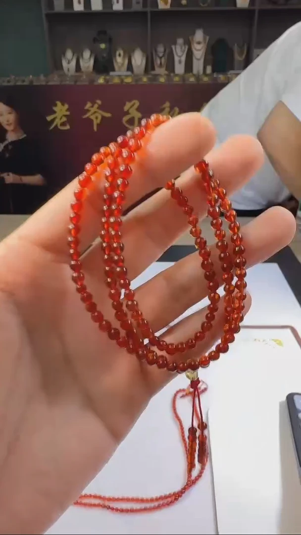 未镶嵌琥珀裸石原矿血珀干放血小米珠链卡4mm