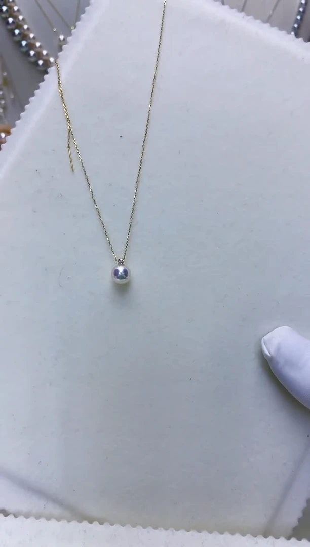 【闪购商品】海水珍珠饰品18K金镶嵌7-8钻石王妃吊坠赠银链