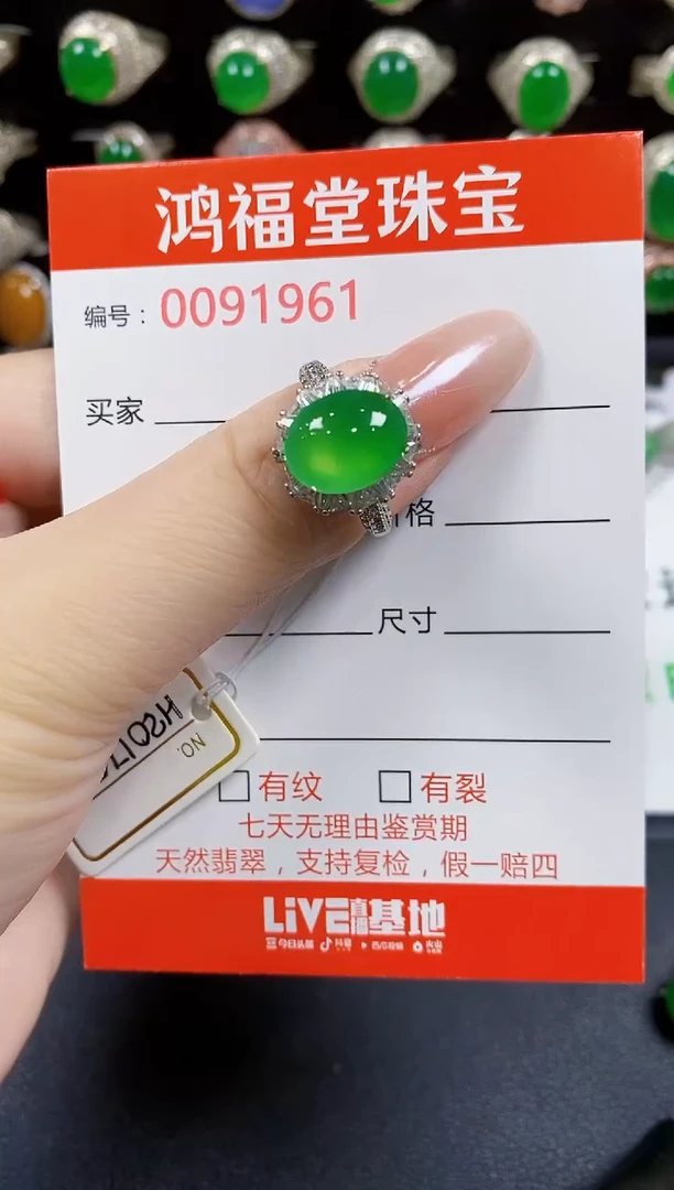 翡翠戒指银S925镶嵌1961