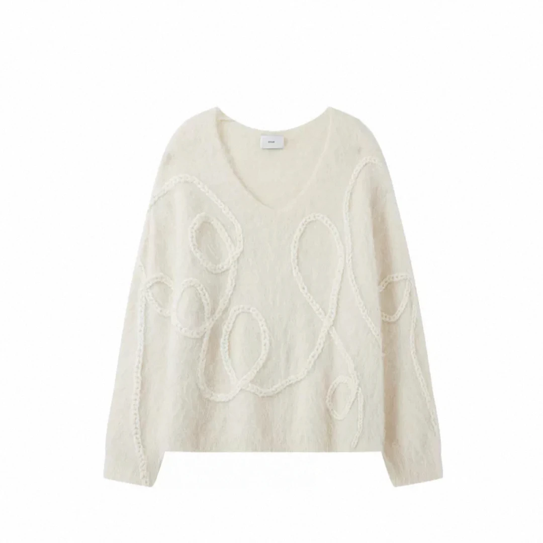 ICEDUST立体麻花宽松套头毛衣女25FW冬季新款设计感针织内搭上衣