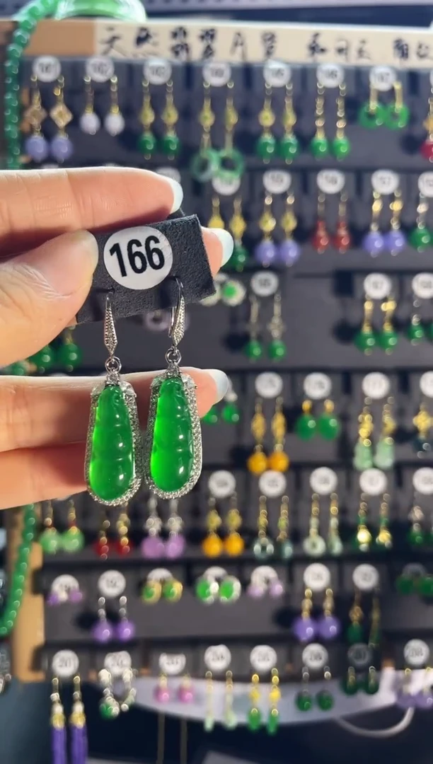 翡翠银S925镶嵌耳饰166.....