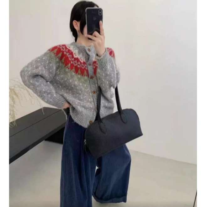 （杜思蒙服饰）毛衣05-【美味草莓】多巴胺拼色草莓毛衣开衫外套