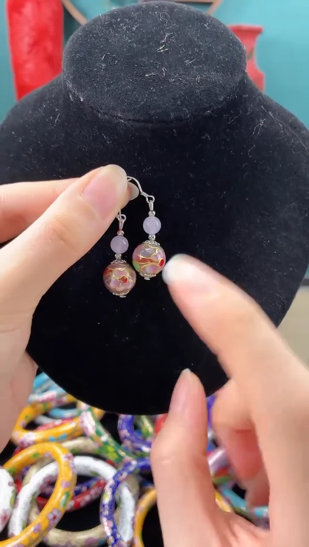 景泰蓝紫色款耳环