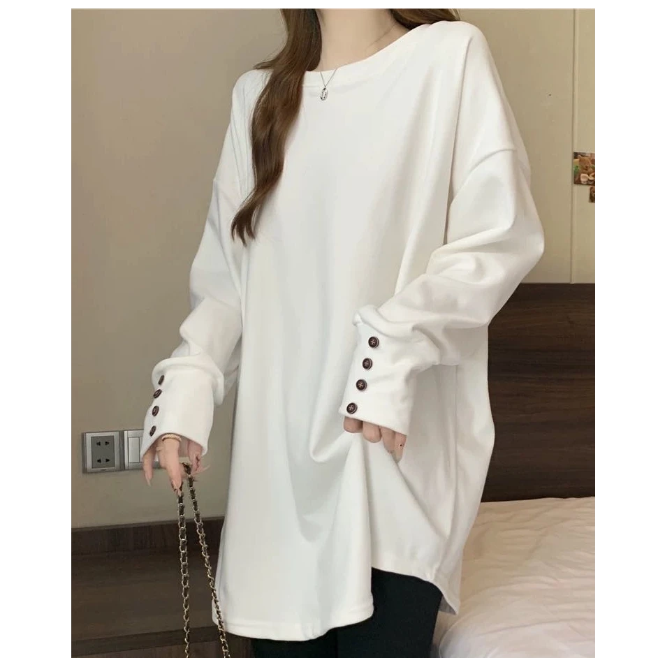 【苏苏精选】0013袖扣款简约时尚百搭大白体恤