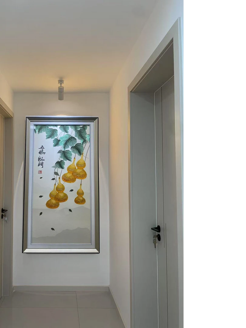 五福临门款织锦绣新中式轻奢玄关装饰画