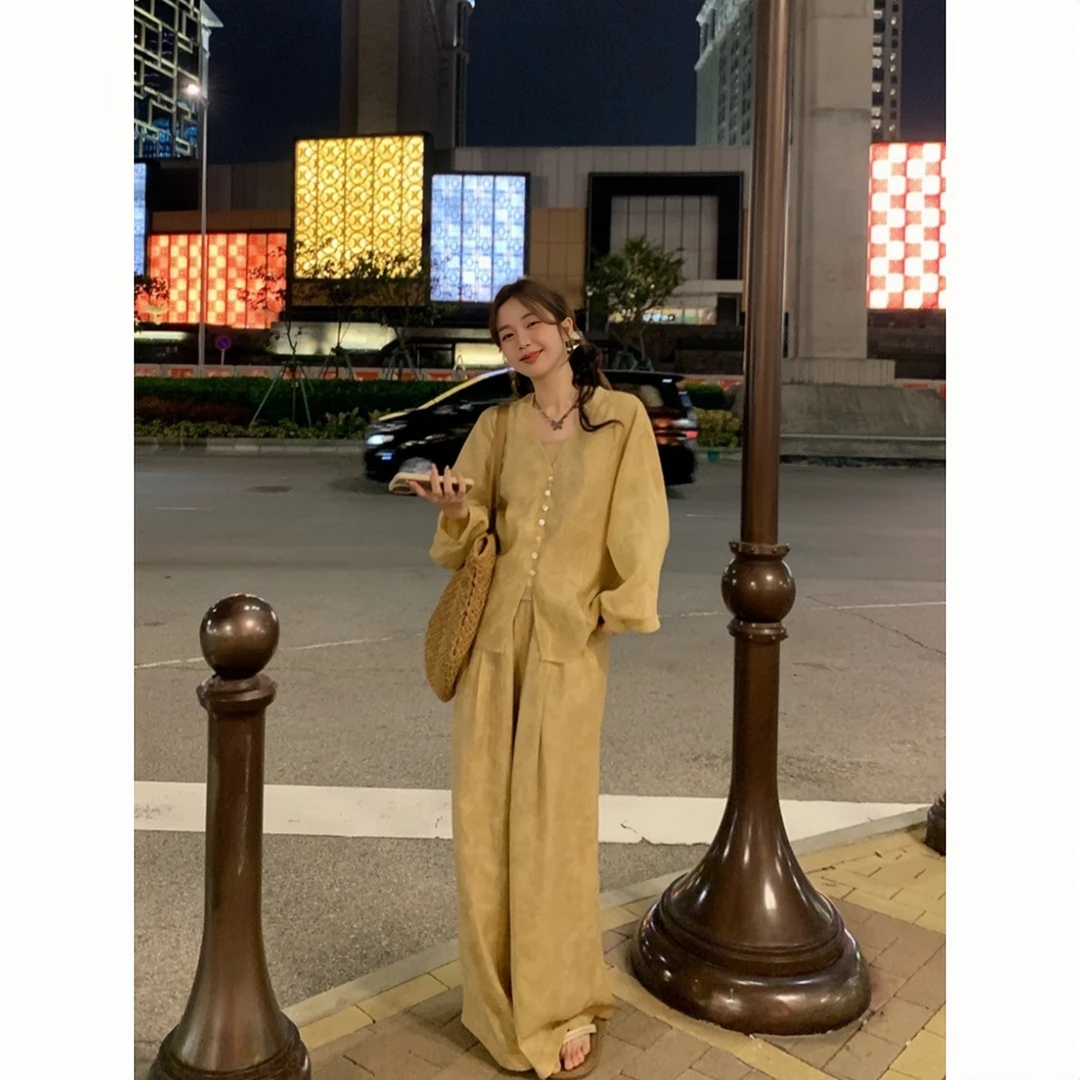 陳文文xen|国色芳华新中式套装女装衬衫吊带裤装国风三件套TZ3995