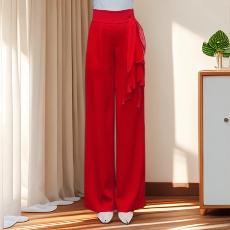 吉特巴摩登舞裤广场舞裤现代舞裤百搭女士侧飘显瘦气质垂感B0246