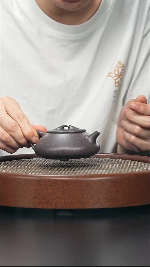 茶壶紫砂光明石瓢-老天青-全手工无添加
