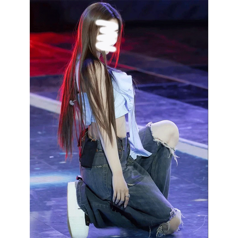 高级感时尚辣妹气质吊带上衣女夏季2025新款高腰显瘦牛仔裤子套装