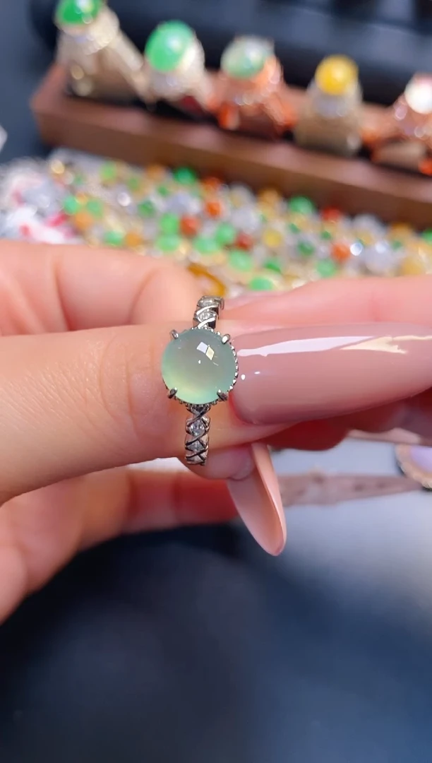 银S925镶嵌戒指翡翠天然