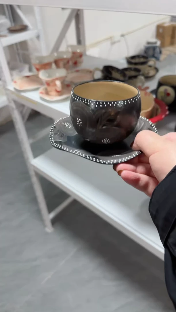 【闪购商品】黑色咖啡杯子高温瓷器