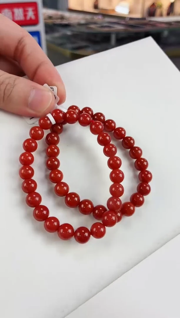 未镶嵌保山锦红手串8+南红玛瑙【多样式发其一】