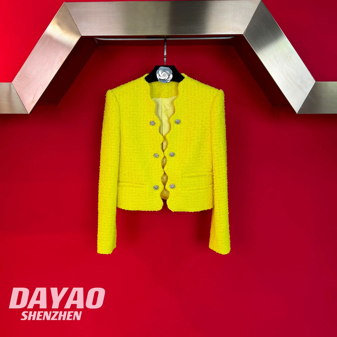 「DAYAO」24s新款时尚黄色开襟气质百搭短外套轻奢高端女装WY1035