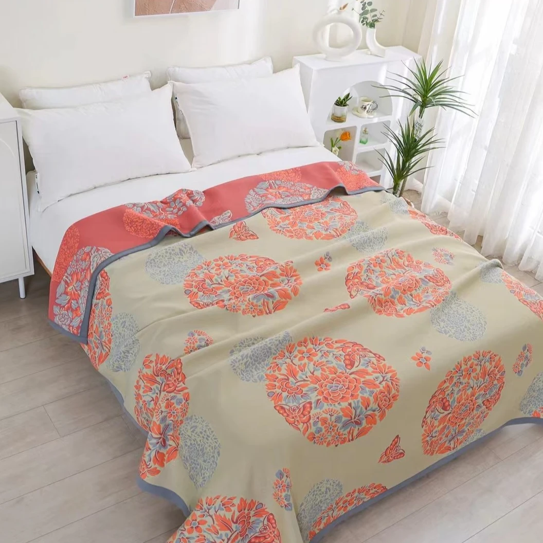 【蝶恋花】2.3*2.5M高端A类舒适亲肤透气抑菌可铺可盖机洗四季床盖