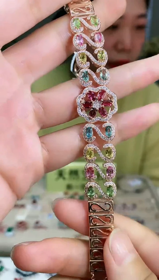 【闪购商品】碧玺手链银S925镶嵌手链