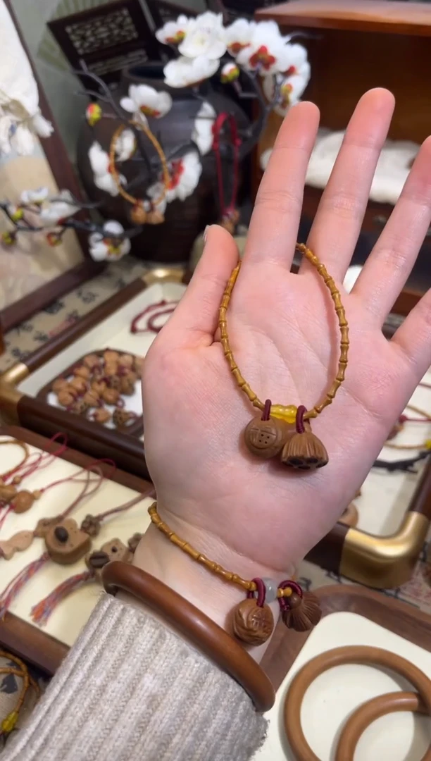 手串桃核【桃缘行】竹节「葫芦福气莲莲」桃核辟、挡、驱、护 备注手围